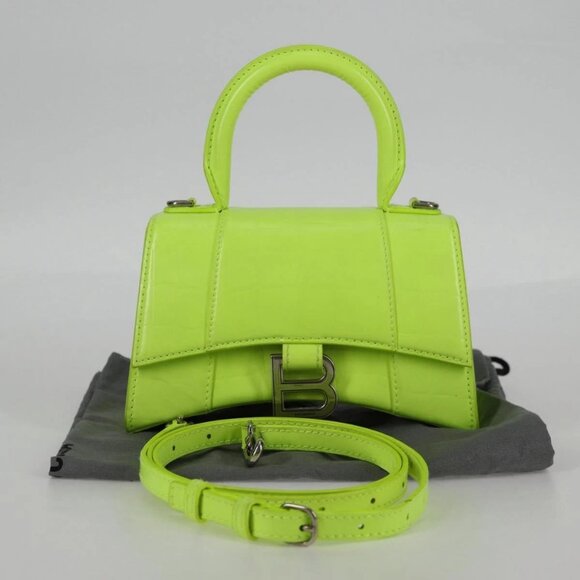 BALENCIAGA Hourglass XS Hand Bag Leather 2way LIme Green - Picture 11 of 16